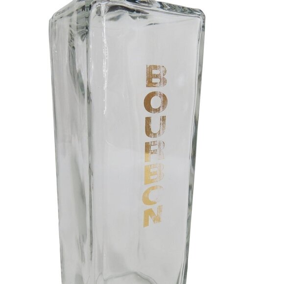 VINTAGE Midcentury Glass Gold Bourbon Decanter Bottle Barware - Picture 2 of 7